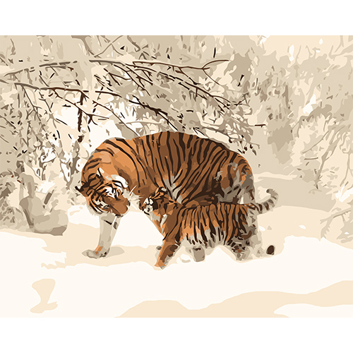 Набор для рисования по номерам 'Тигрица с тигрёнком' 40*50см