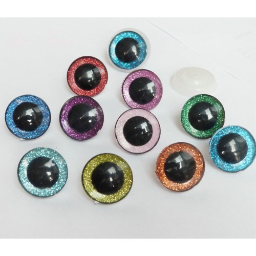 Глазки винтовые круглые 18мм (цветные кристаллические) 1 пара